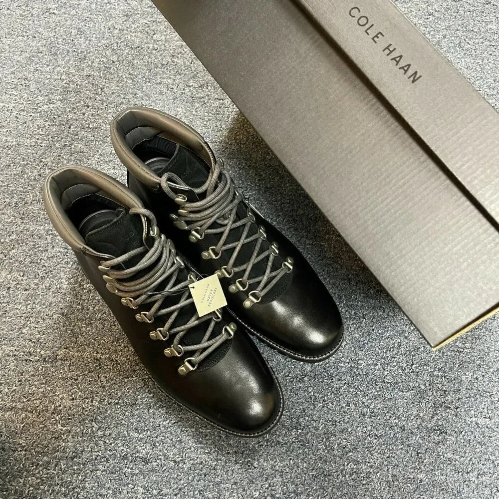 NIB Cole Haan Zerogrand Men's Causal Waterproof Black Leather Hiker Boot #C35594